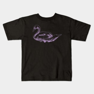 Purple Swan vintage drawing Kids T-Shirt